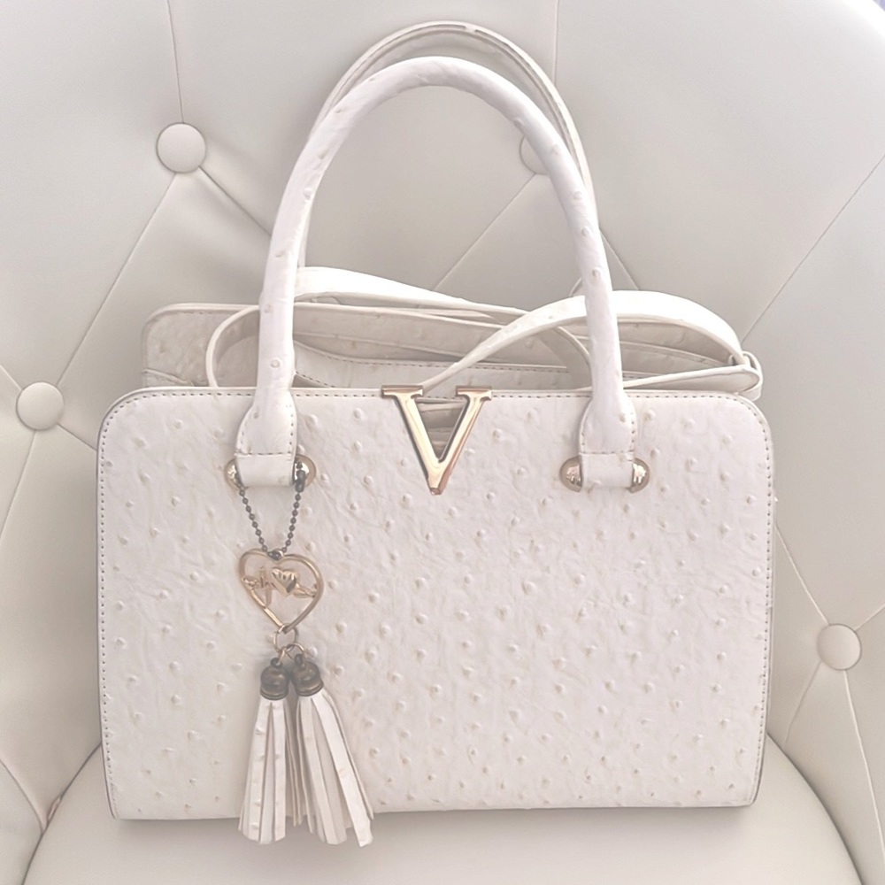 Crossi Faux Ostrich Satchel